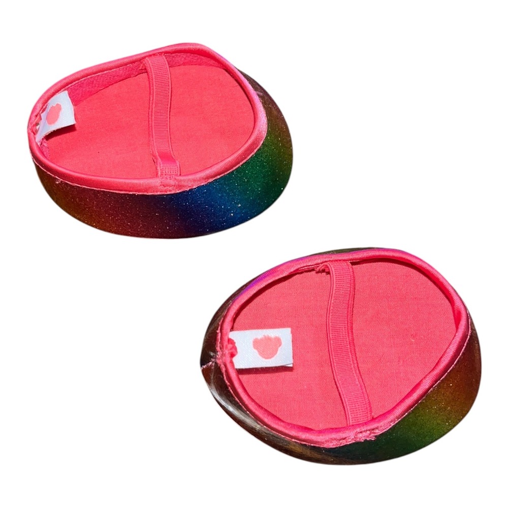 Build-A-Bear Rainbow Glitter Flats Shoes Pink Elastic Strap Plush Accessory - Picture 5 of 6